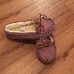 Purple Leather Moccasins- NEW